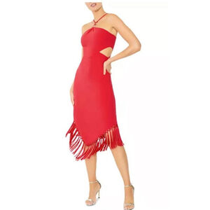 LIKELY Aldina Cutout Fringe Trim Dress SZ 8